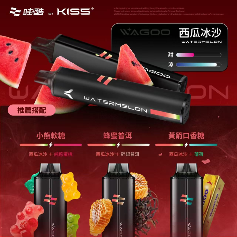 WAGOO哇酷 & KIS5 鎧斯5號 一次性電子煙 西瓜冰沙口味